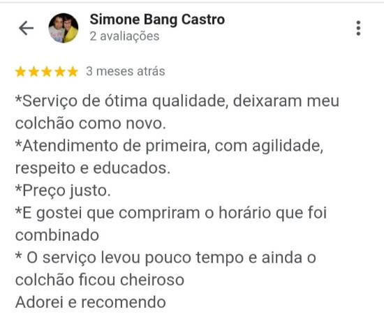 Depoimentos de clientes após terem feito a limpeza do estofado.