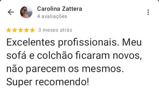 Depoimentos de clientes após terem feito a limpeza do estofado.